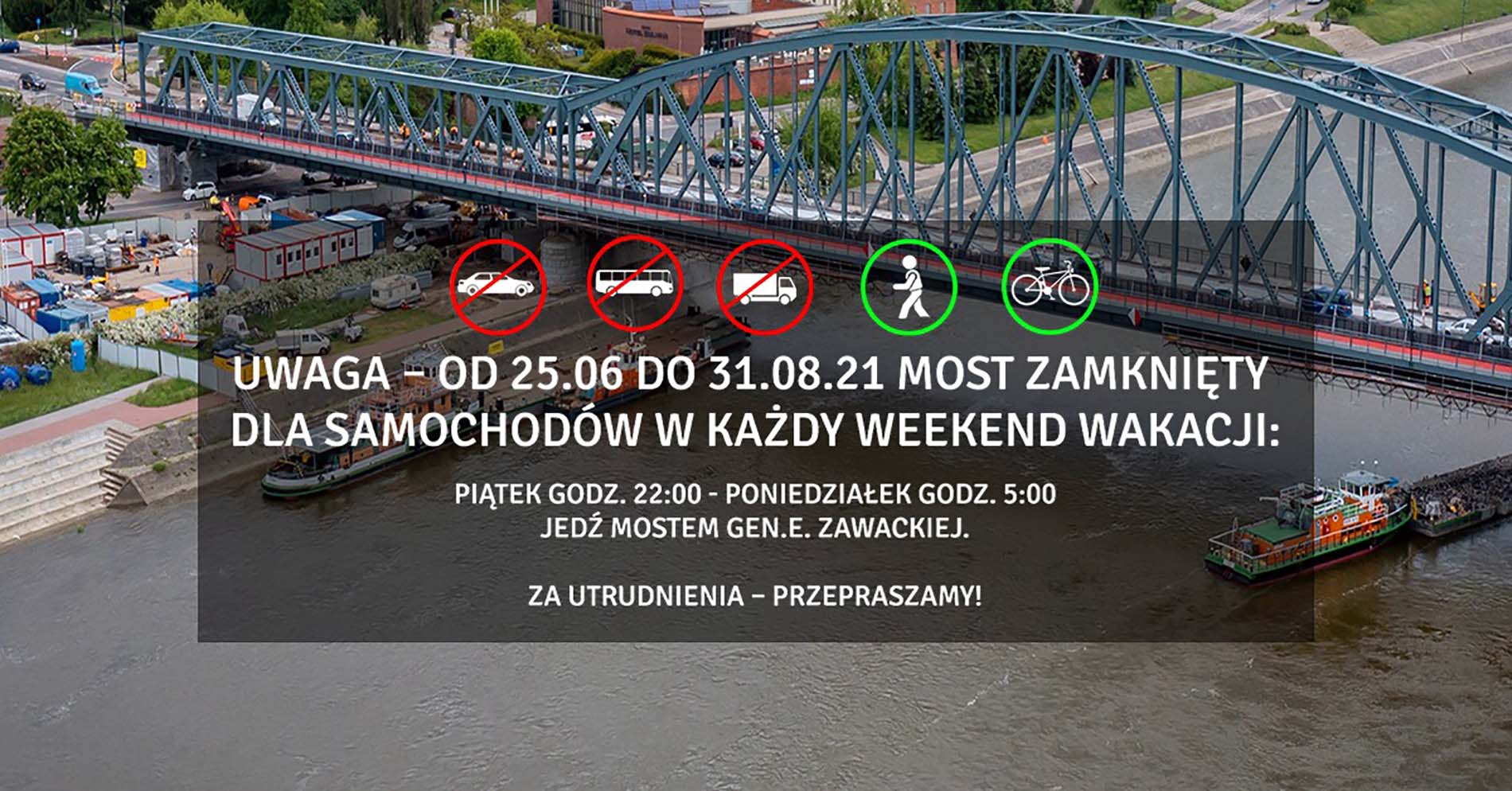 Toruński most będzie zamknięty w wakacyjne weekendy!