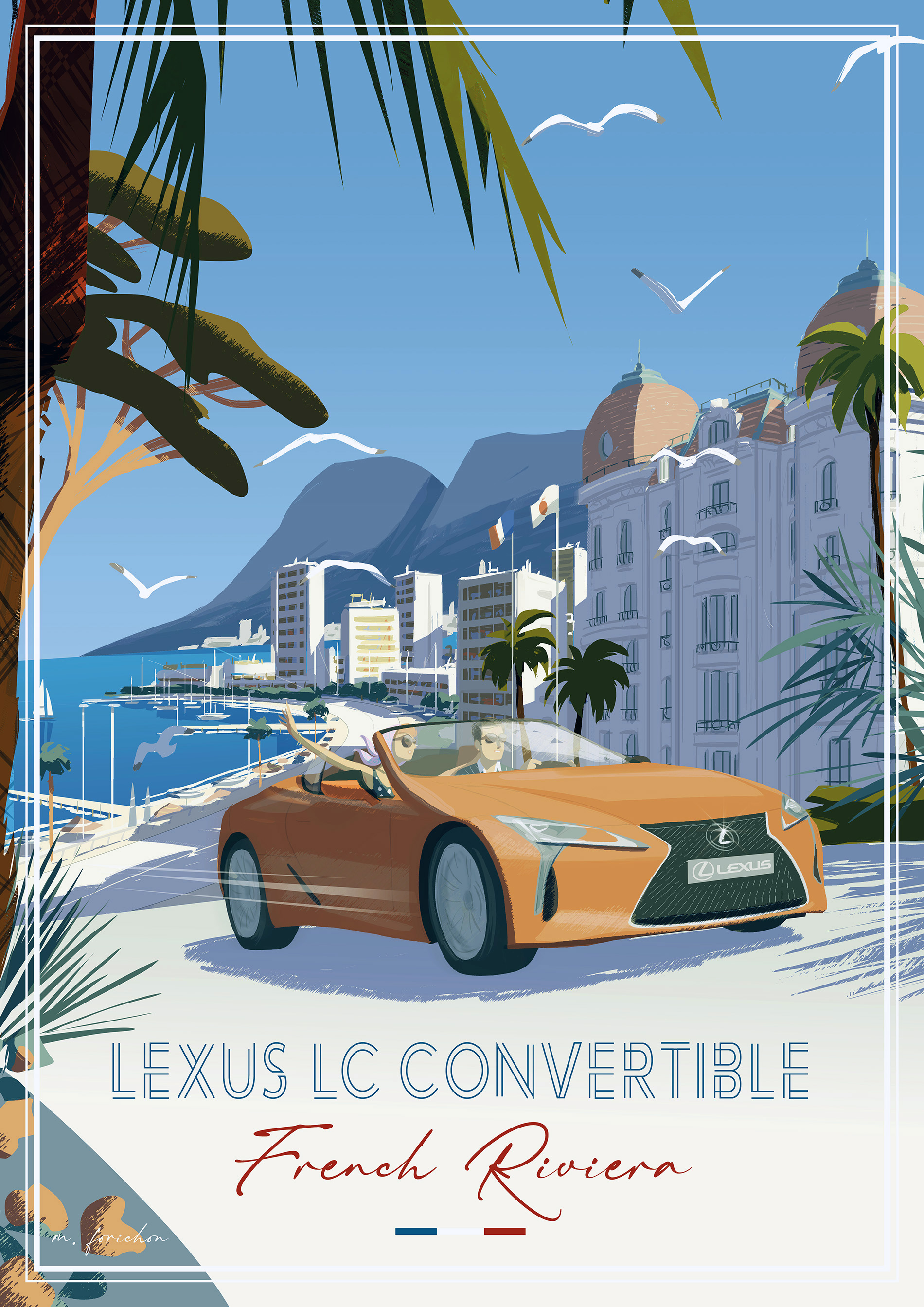 Najlepszy plakat w stylu vintage z Lexusem LC Convertible